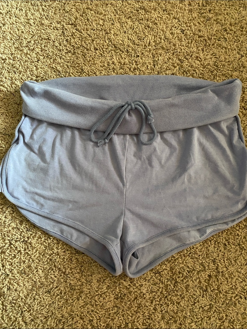 No Boundaries Dusty Blue Fold-Over Waist Lounge Shorts